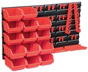 vidaXL Set cutii depozitare 39 piese cu panouri de perete, roșu&amp;negru