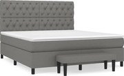 vidaXL Pat continental cu saltea, gri închis, 160x200 cm, țesătură