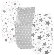 Set 3 sisteme de infasat duble cu interior din flanel 0-3 luni Kidizi All Grey Stars