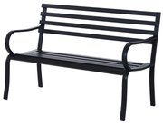 Outsunny Banca de gradina scaun de gradina din metal 2 locuri impermeabila neagra 127 x 62 x 82cm