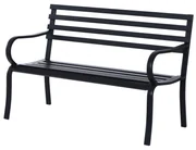 Outsunny Banca de gradina scaun de gradina din metal 2 locuri impermeabila neagra 127 x 62 x 82cm