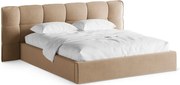 Pat matrimonial grej tapițat cu spațiu de depozitare cu somieră 140x200 cm Eric – Micadoni