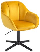 HR2055N Scaun Galbenă din Catifea cu Bază Neagră