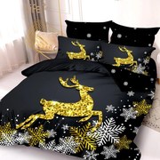 Lenjerie de pat 2 persoane, bumbac finet, 6 piese, 2 fete, Craciun SPAC2333