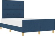 vidaXL Cadru de pat cu headboard albastru 120 x 200 cm țesătură