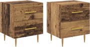 vidaXL Dulap de noapte cu sertar 2 pcs Lemn Vechi 40 x 35 x 47,5 cm