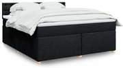 vidaXL Pat box spring cu saltea, negru, 180x200 cm, catifea