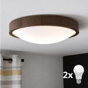 Brilagi - Plafonieră LED CARVALHO SLIM 2xE27/15W/230V, stejar-nuc, Ø 37 cm