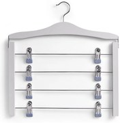 Suport pentru fuste cu 4 umerase Zeller, Lemn/Otel cromat, 43 x 6 x 18 cm, Alb