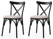 Set de scaune de sufragerie Ekol Cream and Black,2 buc