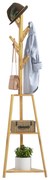HOMCOM Suport pentru haine din bambus, stand pentru haine cu 8 cârlige și 3 rafturi 46 x 46 x 175 cm natural | Aosom Romania