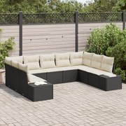 vidaXL Set de canapele pentru grădină cu pernă 9 pcs Negru Rattan poli