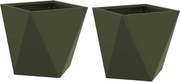 vidaXL Jardinieră 2 pcs Verde măsliniu 30 x 30 x 30 cm Oțel