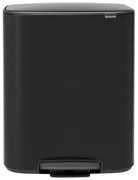 Cos de gunoi Brabantia Bo Pedal 1003191, 2x30 L, Inchidere lina, Baza antiderapanta, Negru