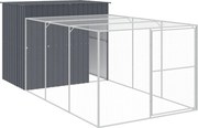 vidaXL Cușcă de câine cu țarc antracit 214x457x181 cm oțel galvanizat