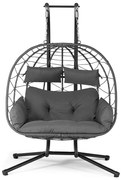 Juskys Fotoliu dublu suspendat din ratan Aria - gri închis