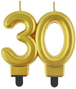 Colorat Gold Lumânare Aniversară Aurie 30, Lumânare cu Număr