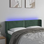 vidaXL Tăblie de pat cu LED, verde închis, 147x16x78/88 cm, catifea