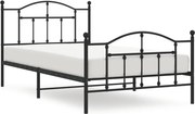vidaXL Cadru pat metalic cu tăblii de cap/picioare, negru, 107x203 cm