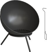 Outsunny Bol pentru foc 60 x 53 x 66cm reglabil focar cu cârlig grilaj pentru cărbuni suport Negru | Aosom Romania