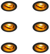 Set de 6 spoturi încastrate rotunde negre cu auriu, rotative și înclinabile - Chuck