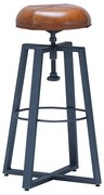 Scaun de bar, maro, din piele naturala si metal, Factory