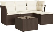 vidaXL Set canapele de grădină cu perne, 5 piese, maro, poliratan
