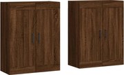 vidaXL Dulapuri montate pe perete 2 buc. stejar maro, lemn prelucrat