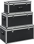 vidaXL Cutii de depozitare, 3 buc., negru, aluminiu