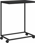 vidaXL Masă laterală cu roți, negru, 55x35x70 cm, lemn prelucrat