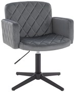 HR802CROSS Scaun Grafit din Catifea cu Bază Neagră