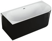 Cada de baie freestanding Spatio Solis, acril, negru lucios, 160x75 cm, montaj pe stanga