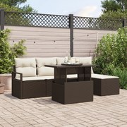 vidaXL Set de canapele pentru grădină cu pernă 6 pcs maro și crem