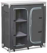 Outsunny Bucatarie de Camping, 3 Etajere și Geanta de Transport, Cadru din Aluminiu 96Lx49.5Px104cm Gri | Aosom Romania