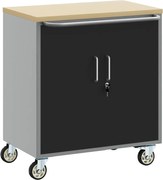 vidaXL Banc de lucru cu raft cu roata Negru și Gri 75 x 45 x 85 cm