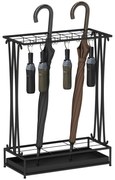 HOMCOM Suport pentru Umbrele din Oțel cu Tavă de Scurgere Detașabilă, 50x24x68 cm, Negru | Aosom Romania