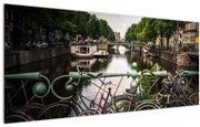 Tablou cu bicicleta în oraș (120x50 cm)