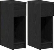 vidaXL Noptiere cu sertar 2 buc stejar negru 20x36x60 cm