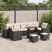 vidaXL Set de canapele pentru grădină 10 pcs Negru poliratan