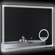 kleankin Oglindă de baie rectangulară cu LED, funcție antiabur, luminozitate reglabilă, oglindă cu zoom x3 80 x 60 cm transparent | Aosom Romania