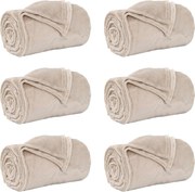 vidaXL Pături de aruncat 6 pcs Bej 130 x 150 cm Molton