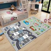 Covor Copii Antiderapant 80x150 cm - model SOTRON, PISTA MASINI si CLADIRI