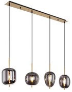 Lustra cu 4 pendule design modern Blacky I negru mat, alama