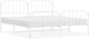 vidaXL Cadru pat metalic cu tăblie de cap/picioare , alb, 193x203 cm
