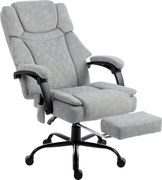 HOMCOM Scaun de birou cu spătar înalt și masaj, cu vibrații, funcție de încălzire, spătar reglabil, suport pentru picioare, telecomandă, gri | Aosom Romania