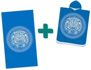 Set de plaja TIGER – prosop 100×180 cm si poncho 80×145 cm, albastru