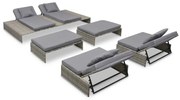 vidaXL Set mobilier de grădină cu perne, 5 piese, gri, poliratan