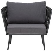 Fotoliu de exterior, negru, din metal, Pavone