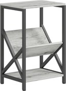 HOMCOM Masă laterală îngustă, măsuță de lângă canapea cu depozitare pe 3 nivele, suport pentru reviste în V, cadru din oțel, 40x30x61cm, gri închis | Aosom Romania