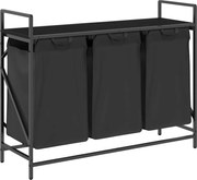 vidaXL Coș de rufe 3 compartimente cu raft stejar negru
